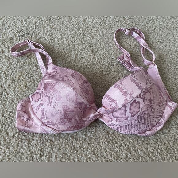 Victoria’s Secret Pink/Rose Animal Print Bikini Top Swim Size S/ 34A - Picture 1 of 4